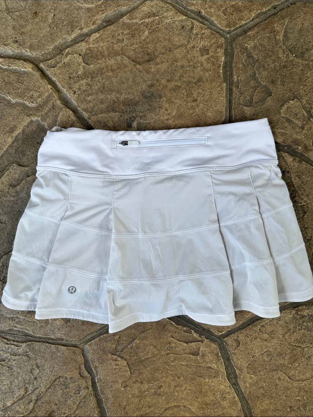 lululemon athletica White Flared Athletic Skort with Zip Pocket